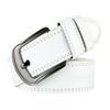 [Buzz Selection] Men's PU Leather Belt, Double Stitched, BusinessCasual, Adjustable Buckle, LBT773 (White)