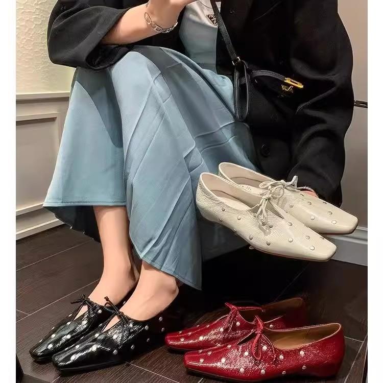 Fashion 2025 New Spring Women Pumps Square Toe Chunky Heel Shoes Genuine Leather Shoes for Women Mules Ladies Shoes