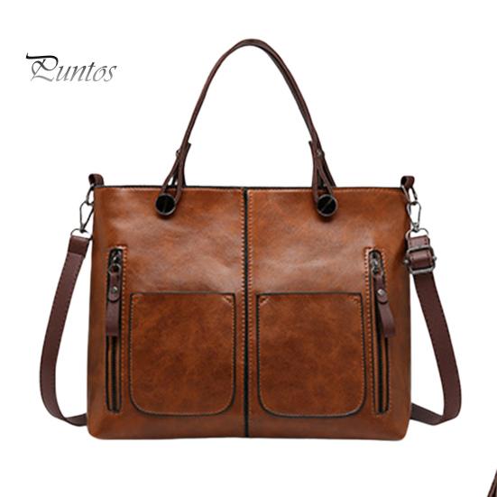 

Женская сумка через плечо из гладкой водонепроницаемой искусственной кожи в винтажном стиле с несколькими карманами, съемными регулируемыми ремнями, гладкой молнией, прочной строчкой, сумка для работы коричневый