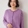 Korean Style Striped Cashmere Women's Knit Cardigan - Warm, Soft, and Skin-Friendly Outerwear Sweater.
