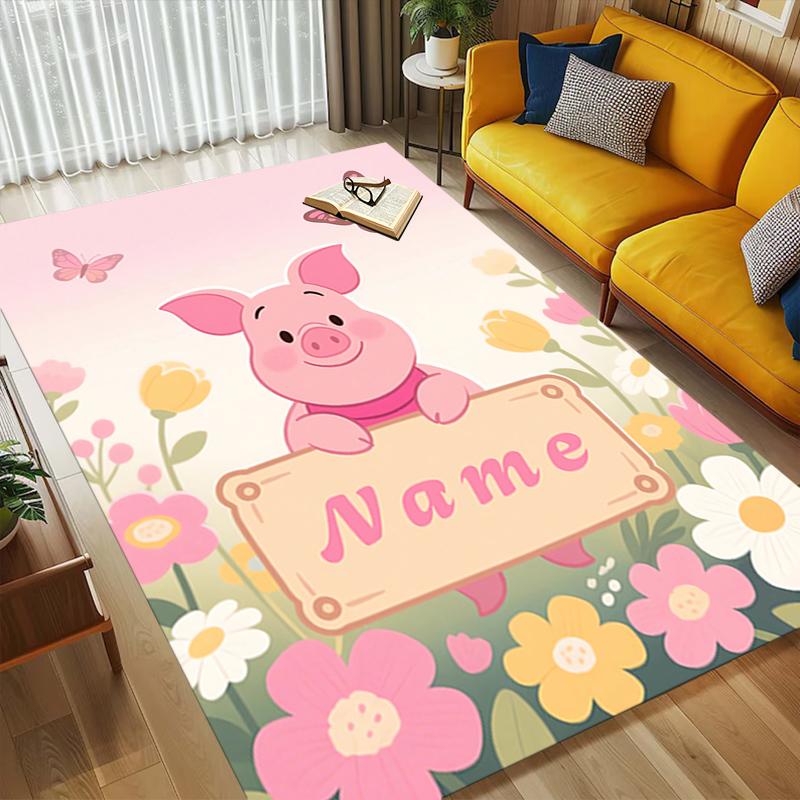 Custom Name Minnie Mouse Garden Living Room Non-Slip Area Rug Soft Carpet for Bedroom Kids Playroom Sofa Office Home Decor Doormat