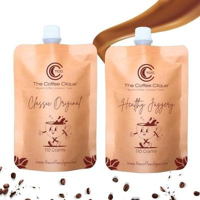The Coffee Clique | Classic Original + Healthy Jaggery | Instant Coffee | Unflavoured Beaten Coffee Paste | Cafe Like Cappuccino At Home | 220 Grams