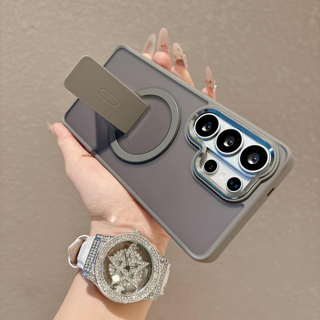 Samsung S26 Ultra Case: Skin-feel, Colorful, Sound-Invisible Magnetic Stand, Drop-proof, Hard Case for S25/A57.