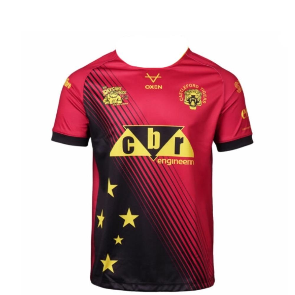 Rugby 2026 Uomini e Donne New Castleford Tigers Abbigliamento Sportivo Inghilterra Moda Maglietta a Maniche Corte Larga Traspirante Asciugatura Rapida