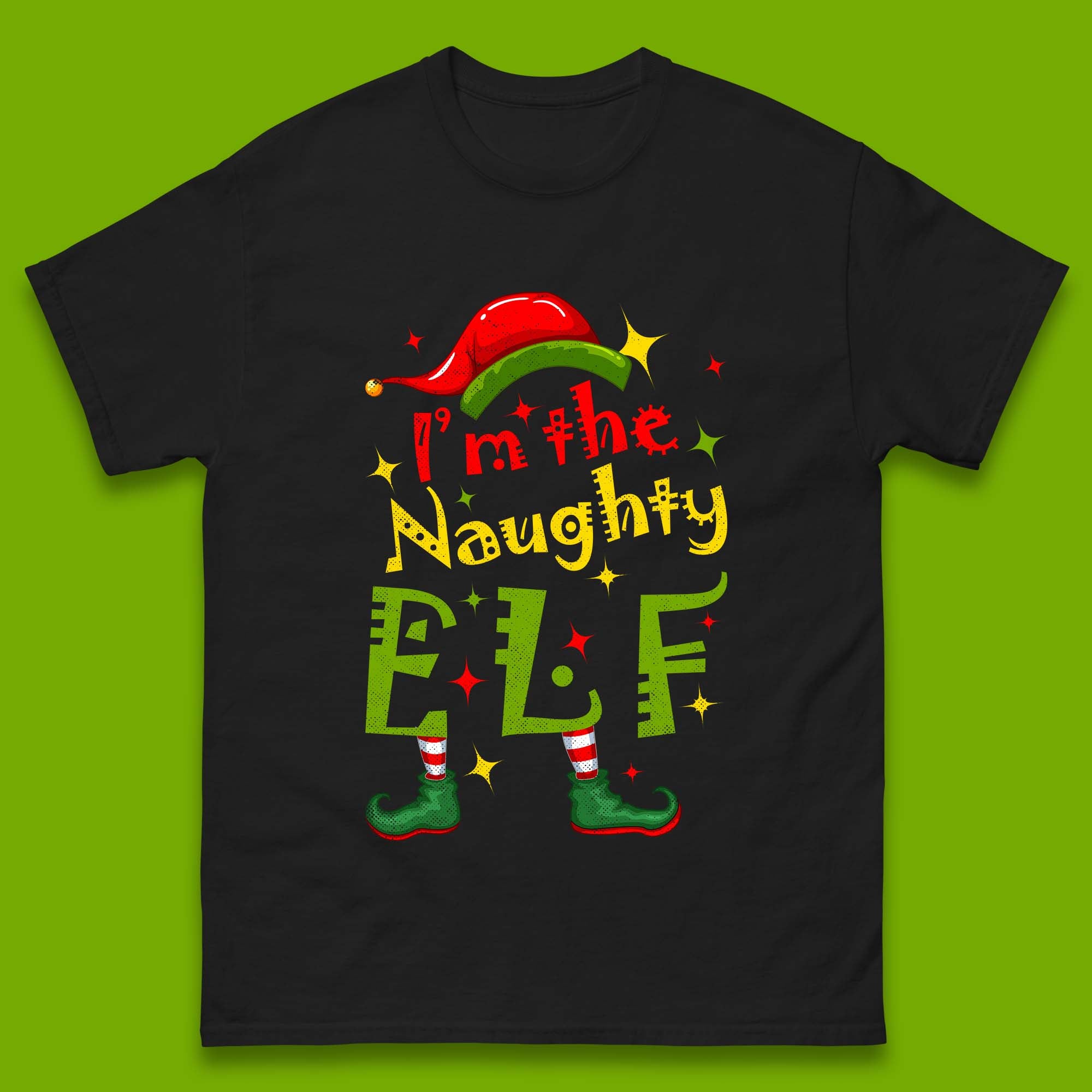 I m The Naughty Elf Christmas Mens T Shirt Womens Tops Tees Elf Costume Top M
