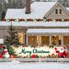 Seasonal Decoration Poinsettia Pattern Holiday Banner Christmas Party Decor Santa Claus Theme Christmas Banner For Holiday Party