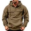 Men's Color Half-Zip Raglan Sleeve Hoodie with Pockets for Winter