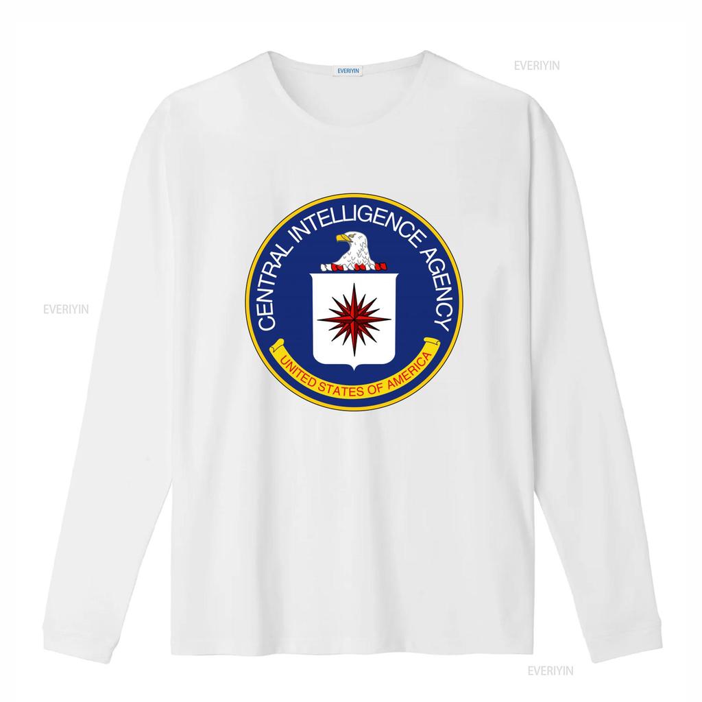 Maglietta in Cotone con Sigillo Ufficiale della Cia Central Intelligence Agency Per vintage Lavata Casual grafica Alla moda homme Morbida Traspirante