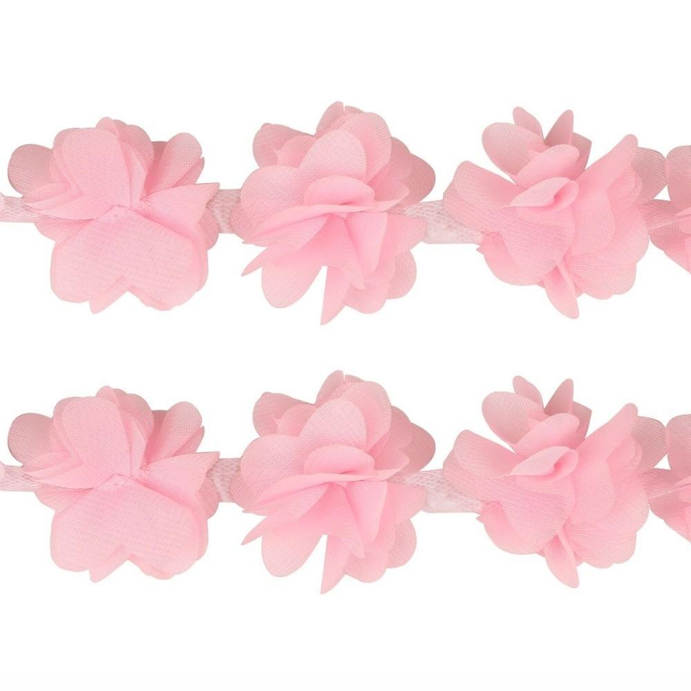

Creative 5cm Wide Lace Flower Trim 24 Flowers 3D Chiffon Flowers Chiffon Lace Trim 2Yards Lace Ribbon Clothes Accessories