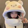 Cute Blusher Bear Scarf Soft Plush Bear Hat Gloves Cartoon   Winter