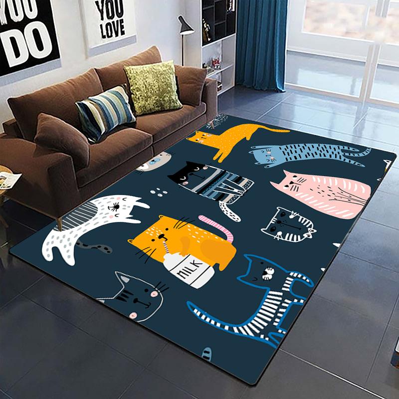 Cute Cat Carpet Yoga Living Room Children's Crawling Mat Picnic Mat Kawaii Rug Doormat Area Rug Games Area Washroom Floor Mat