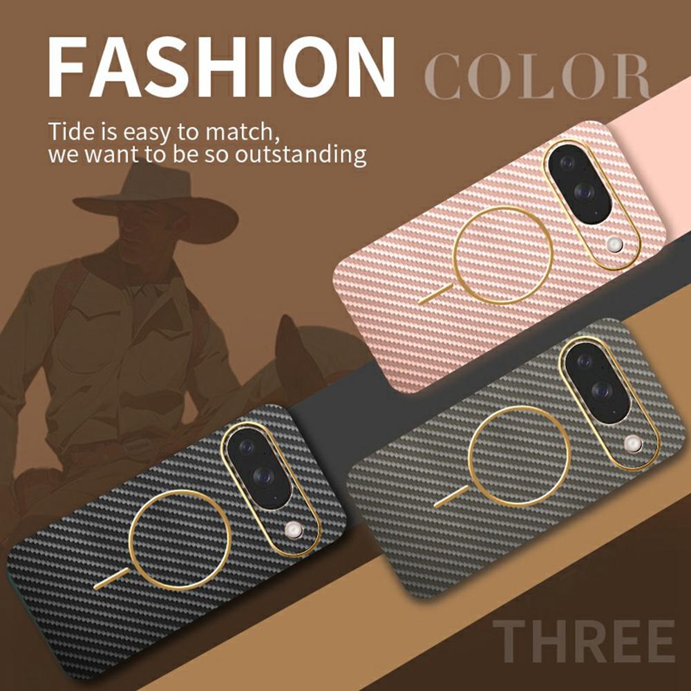 For Google Pixel 9 Phone Case Carbon Fiber Textured Electroplated TPU Back Cover