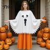 Durable Ghost Outfit for Halloween Decoration Poncho Costume Kids Adults, Spooky White Cloak Soft Friendly Dress Kindergarten Performance with