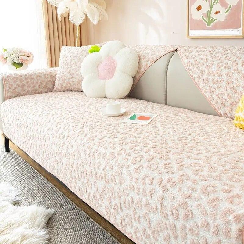 Plüsch-Sofakissen mit Leopardenmuster, dick, rutschfest, Sofatuch, Kissenbezug, hochwertiges L-förmiges Sofa, vollständige Abdeckung, Staubschutzhülle