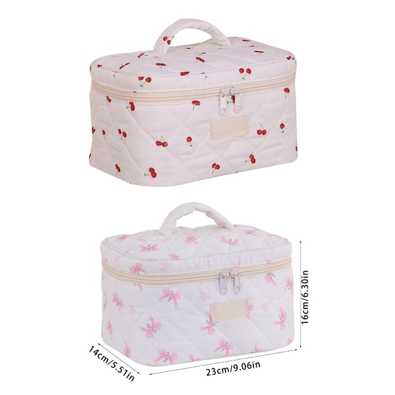 Fashionable Bowknot Quilted Makeup Bag Accessory for Women Daily Casual Use Elegant Travel Cosmetic Storage Items