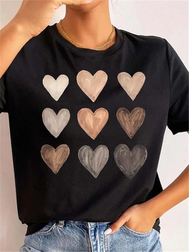 Heart Print Unisex Tshirts Casual Harajuku Love Printed Tops Tee Summer Female T Shirt Short Sleeve T Shirt For Unisex Clothing