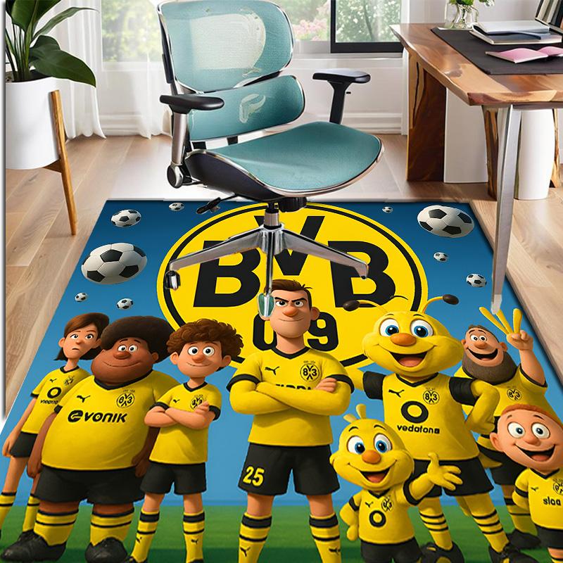 Dywan z wzorem Borussii Dortmund, Mata do wewnątrz/na zewnątrz, na piknik, do pokoju gier, sypialni, biura, salonu, dywan do wystroju domu, prezent urodzinowy