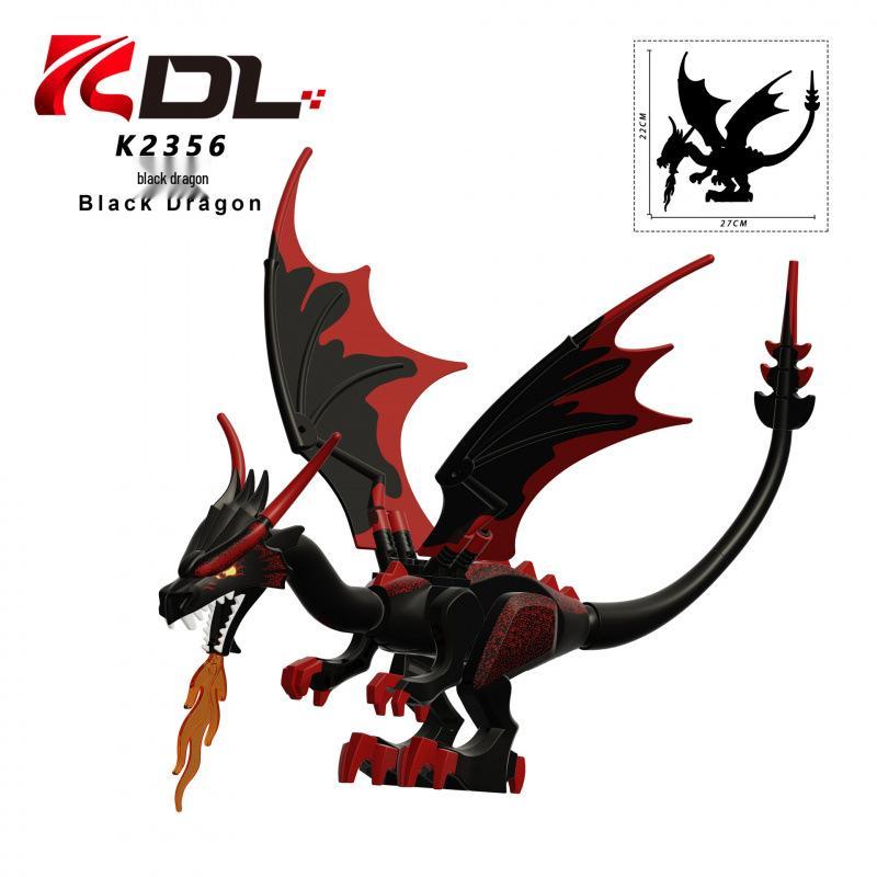 KDL855 Red & Black Dragon Building Block Figures - Bagged Set