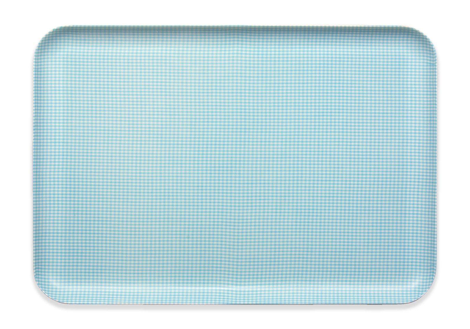 

TATSU-CRAFT ST Luncheon Tray, Large, Broadcloth, Gingham Blue, Dishwasher Safe, Stylish Plastic Tray, Large, Small, Deep, Square, Rectangular,