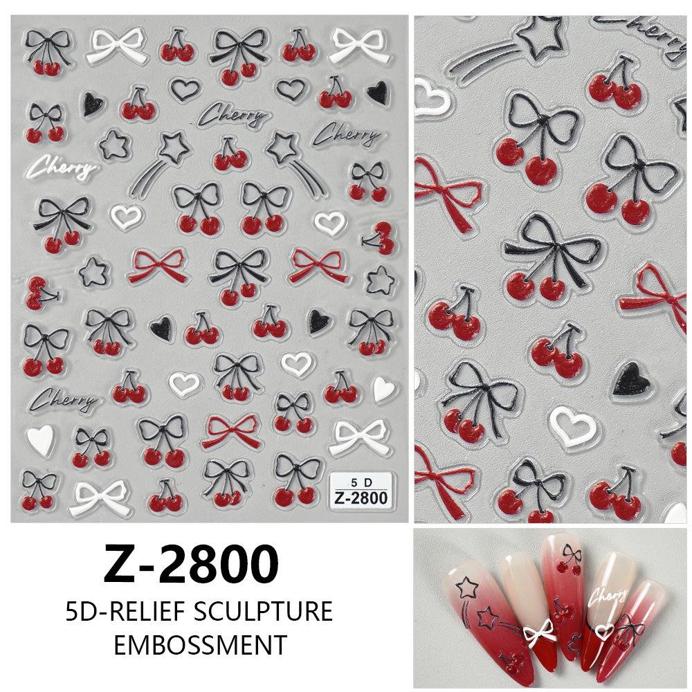 Redanco Cherry Bow 5D Embossed Nail Stickers Z-2800