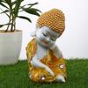 Polyresin Buddha Idol Decorative Showpiece Little Baby Monk Buddha, Showpiece for Home Decor Car Dashboard (Golden)