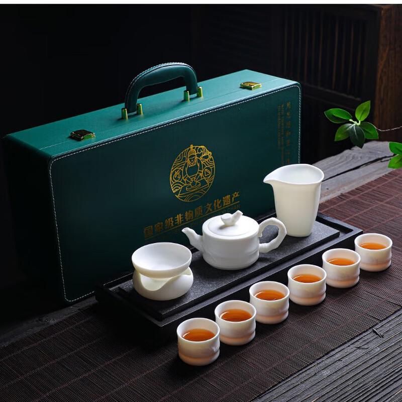 Tuopai 10-Piece Unglazed White Ceramic Tea Set
