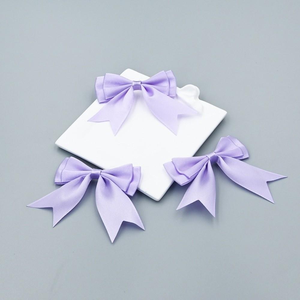 10Pcs Colorful Satin Double Layer Ribbon Bow Handmade DIY Crafts Ribbon Bow Patches Clothes Decoration Garment Design Materials фиолетовый