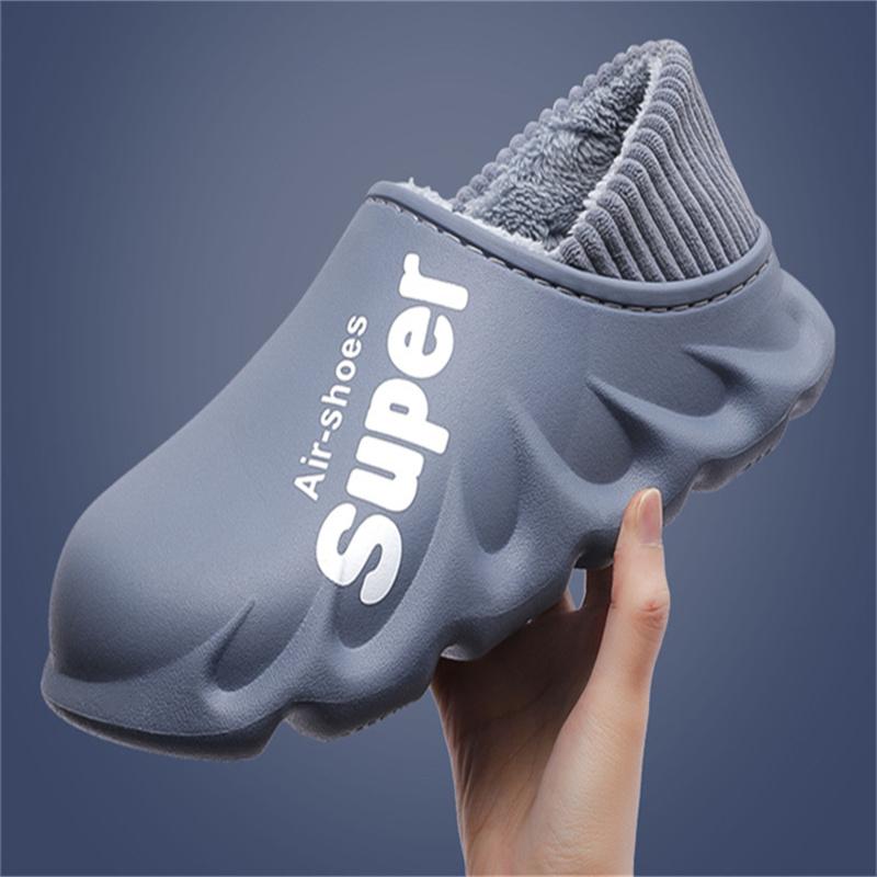 Fashion Litfun Winter Warm Cotton Slippers Indoor And Outdoor Waterproof Walking Shoes Fluffy Non-Slip Sandals For Women Men Slippers