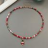 Christmas Necklaces for Women Girls Handmade Rice Beads X'mas Tree Santa Claus Snowman Gift Necklace Pendant New Year Jewelry