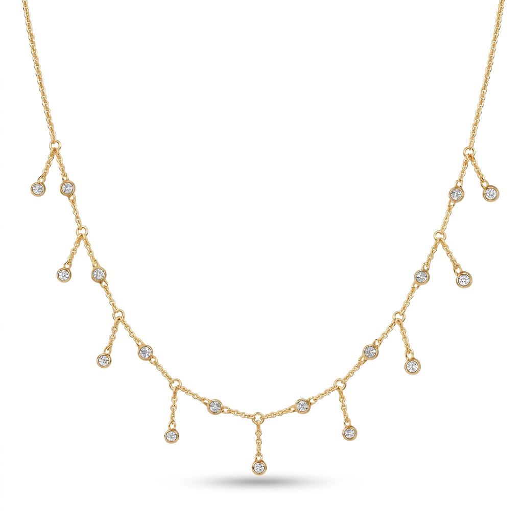 Elegant Drop Tassel Starry Moissanite Clavicle Chain S925 Silver 18K Gold Plated Ladies Office Wedding Bridesmaid Neck Chain
