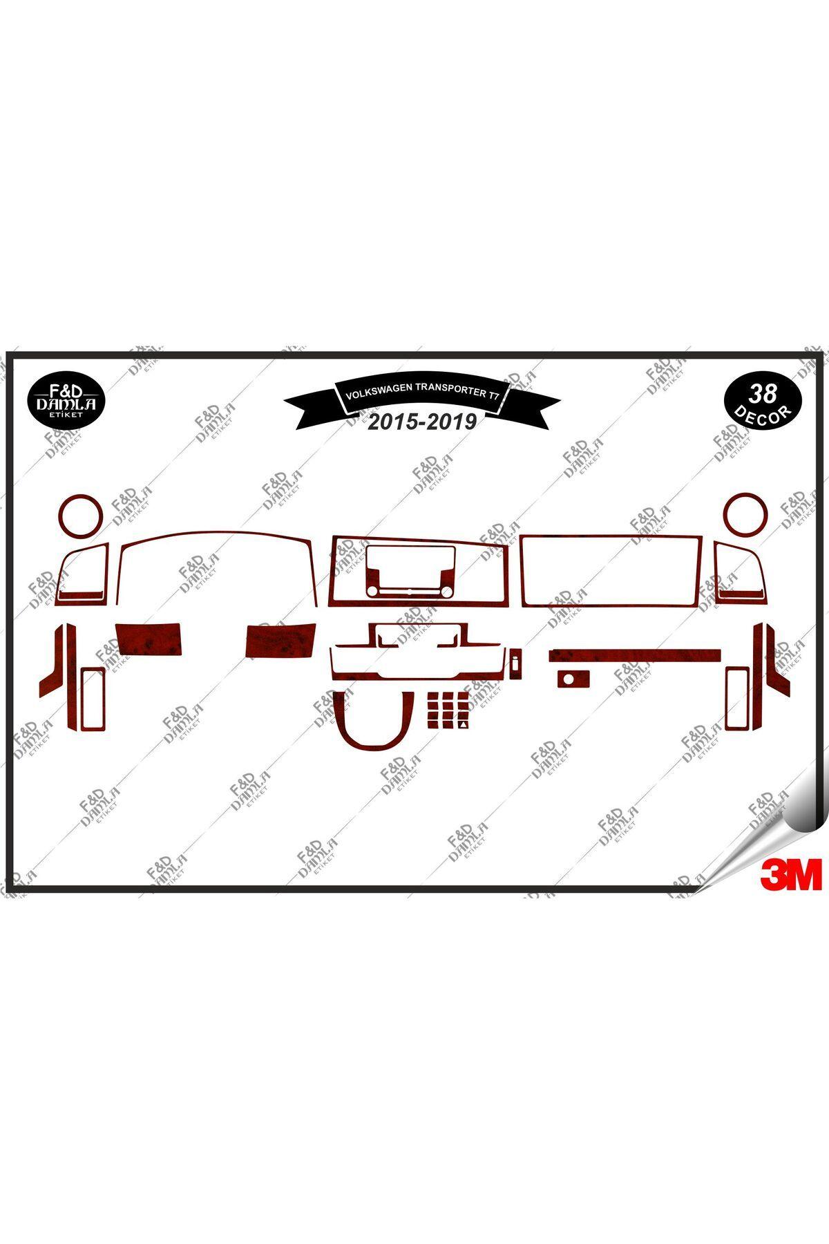 

Volkswagen Transporter T7 2015-2019 Torpido Konsol Trim Göğüs Maun Kaplama Set 38 Parça Maun