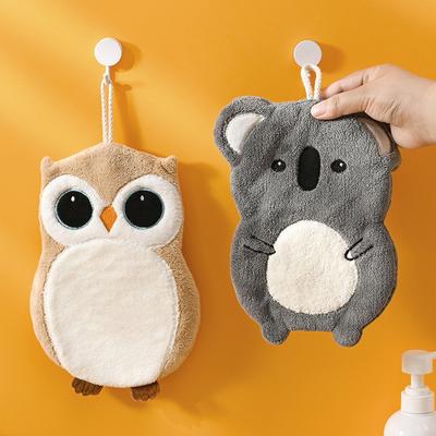 Cute Animal Cartoon Hanging Hand Towels, Fluffy Towels Quick Drying Cloth, Ultra Absorbent Hand Towels Cartoon Owl Koala Shape