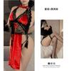 Exotic Sexy Lingerie Sexy Lace Perspective High Waist Split Rose Dance Girl Retro Cheongsam Uniform Set