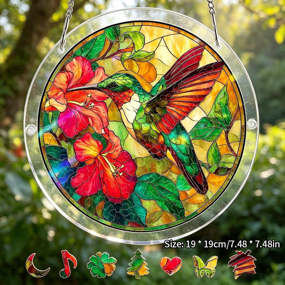 Multi-Pattern Acrylic Puzzle Suncatcher Pendant Window Curtain Hanger Room Decoration