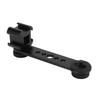 Triple Cold Shoe Extension Bracket Aluminium Alloy Microphone Stand Mount Adapter for Tripod Monopod Stabilizer Black