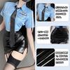 Maazusa Sexy Policewoman Halloween Costume Set Includes Short Sleeve Wraparound and Tie Perfect for Halloween Costume Parties 3-Piece (Type A) -