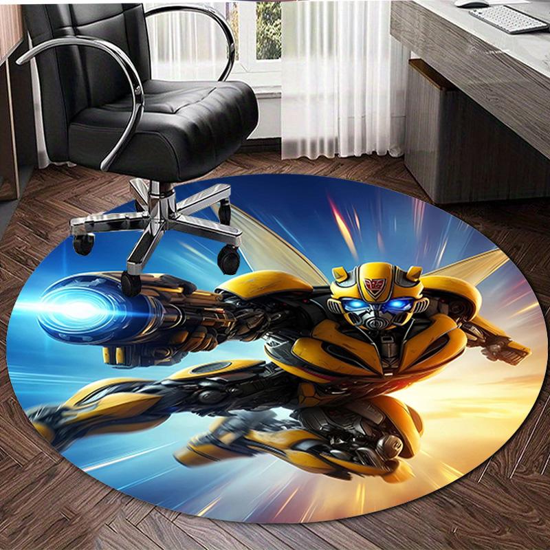 1pc Bumblebee5 Design Printed Area Round Carpet for Bedroom Living Room Home Decor Rugs Mat Non Slip Mat Rug for Bedside