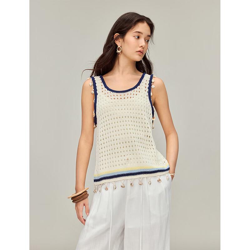 INMAN Bohemian Hollow Stripe Tassel Knit Vest