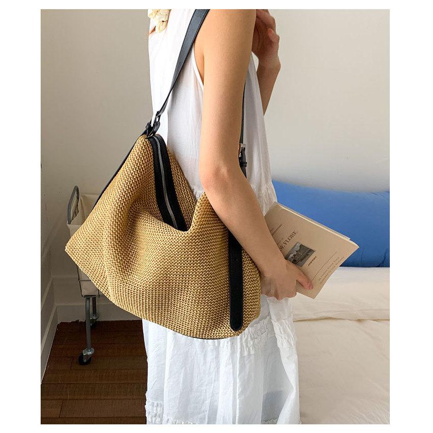 IELGY Hand-Carrying Woven Bag Summer Seaside Vacation Leisure Straw Bag