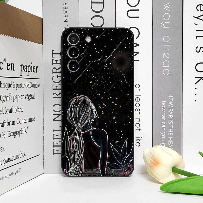Creative Black Stardust Girl Pattern Phone Case for OnePlus 12 13 R 11 10 9 8 Pro Nord 4 N100 CE3 ACE2 ACE3 5G Soft Cover Fundas