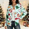 Women's Fashion Long Sleeve Christmas Print Cardigan Coat for Holiday Winter