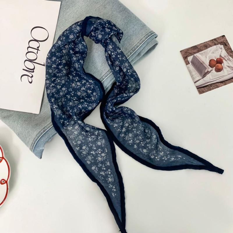 Silk Scarf New Fashion Versatile Headscarf Headband Hair Tie Hair Neck Protection Literary Scarf Scarf Rhombus Silk Scarf Waist Tie