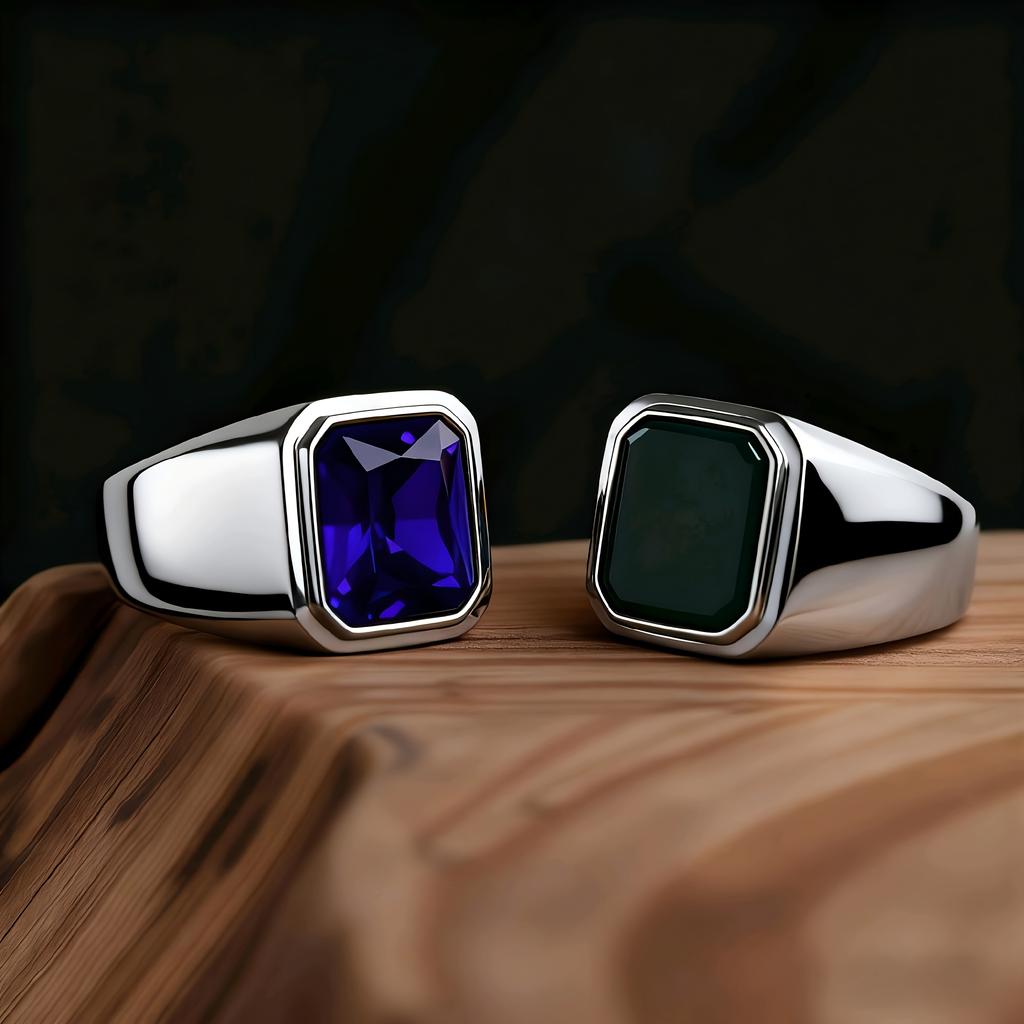 R3381 Men's High Quality 316LStainless Steel Multiple Gemstone Styles Onyx Rings