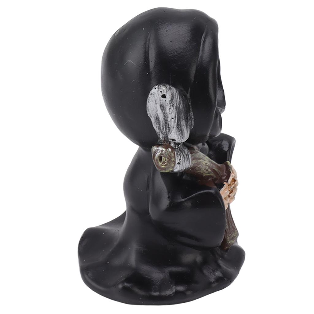 Grim Reaper Sculpture Resin Gothic Desktop Statue Figurine Decoration with Sickle for Halloween Party Stand