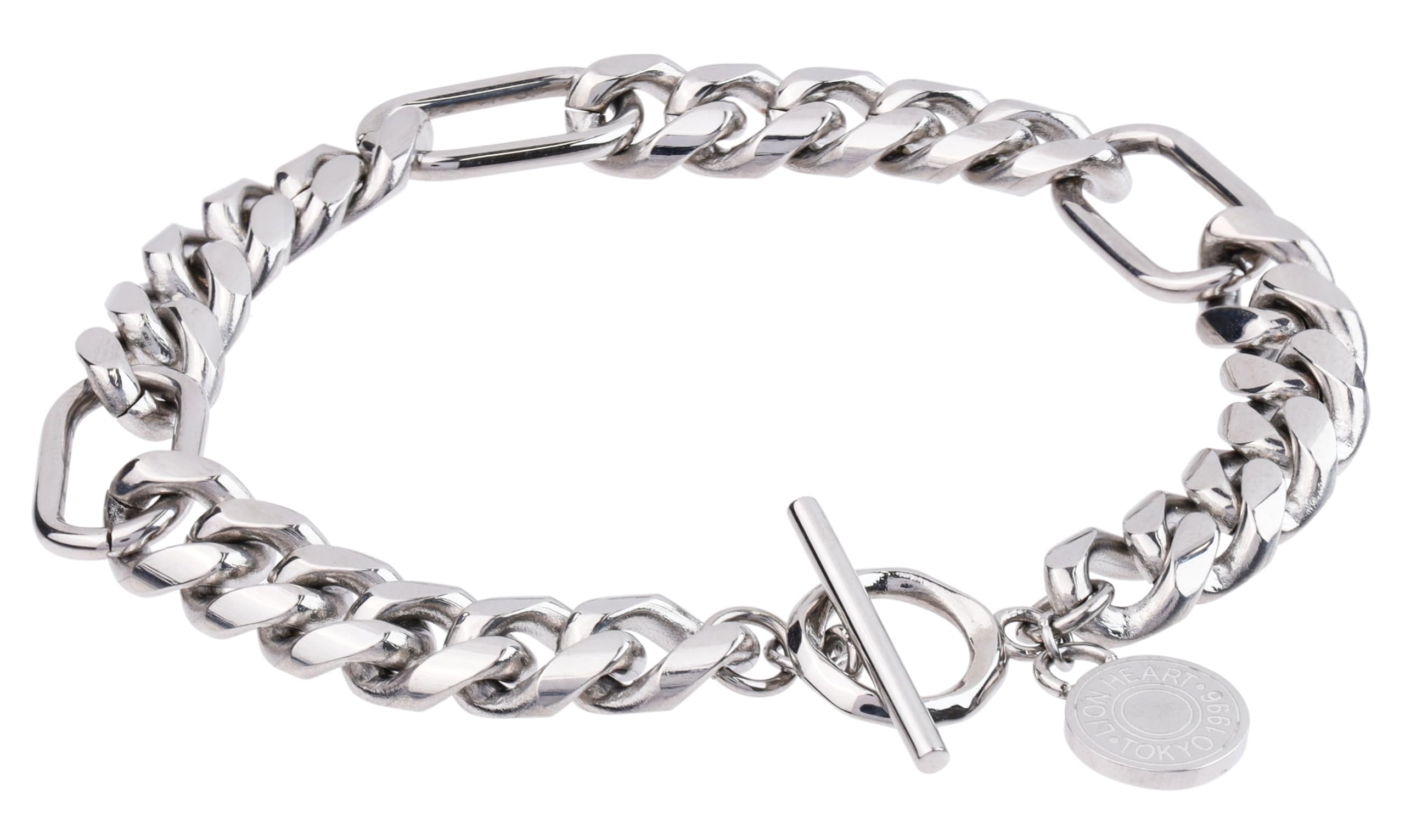 

Bracelet Comfort Chain Bracelet Surgical Stainless Steel Allergy Directly Managed Cut Kihei [Lion Heart] LH-1 (Metal Compatible) Men s (With Pouch) (M срібний
