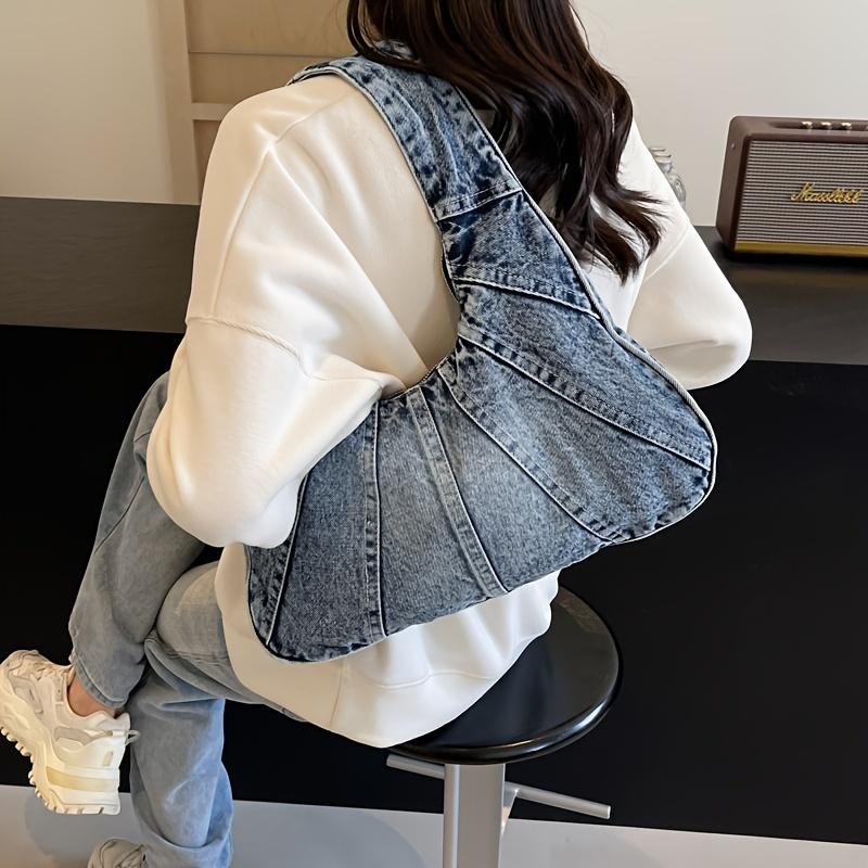 Trendy Denim Shoulder Bag All-Match Classic Niche Design Underarm Bag For Women Daily Use Shopping Bag