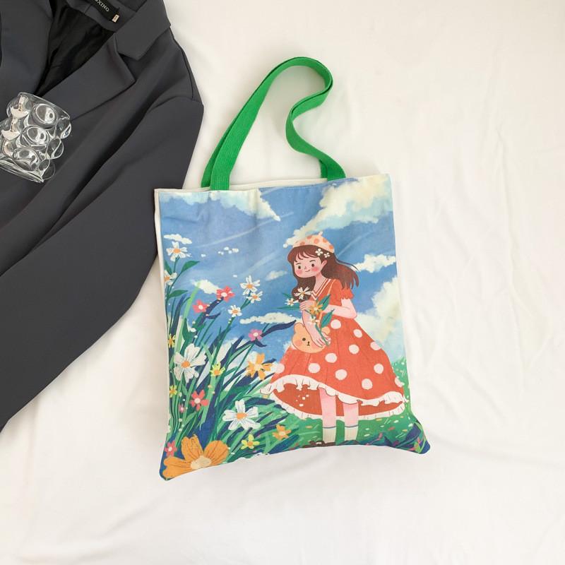 

Модная летняя холщовая сумка-тоут, трендовый уличный стиль для женщин, большая вместимость зелёный