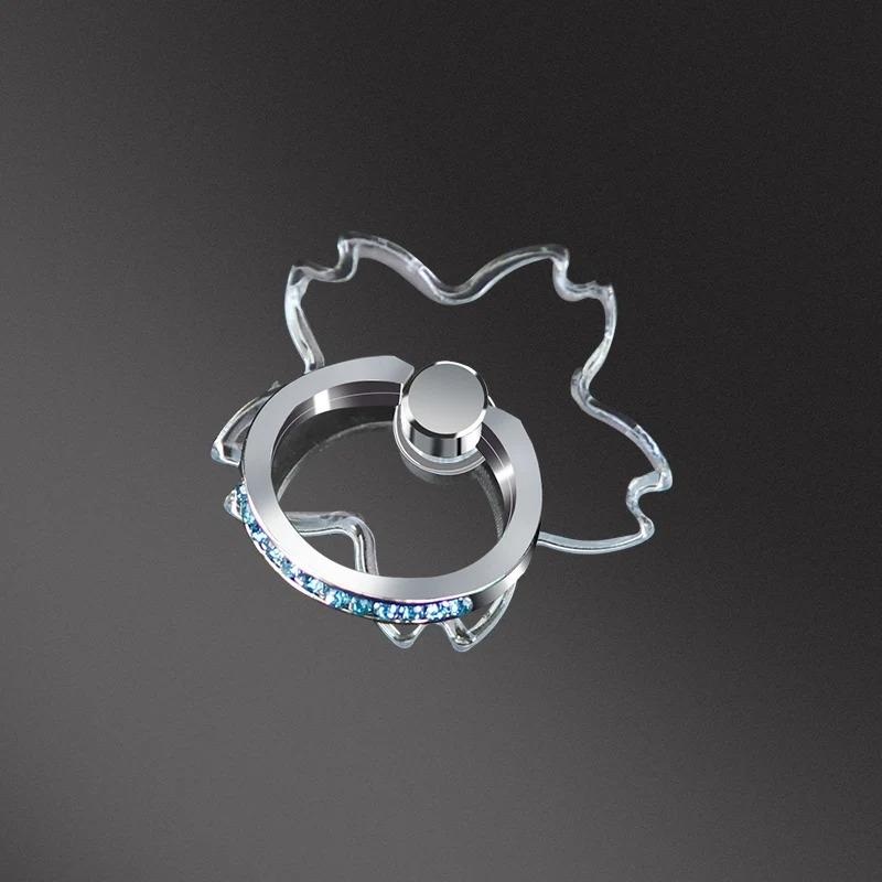 

Transparent Sakura Finger Ring Stand Sticker Folding 360 Degree Rotation Cute Clear Ring Holder for iPhone Samsung Xiaomi Huawei