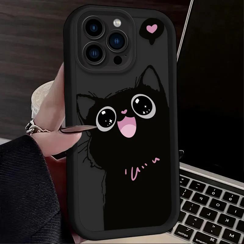 

Cute Black Cat Paw Print Pattern Design Protective Cover for iPhone 17 16 15 14 13 12 11 16E Series Pro Max Plus iphone 14