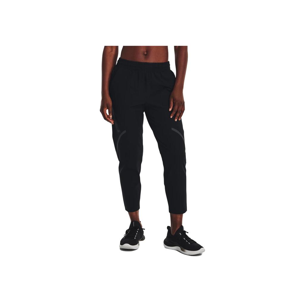 Under Armour Solid Color Elastic Waist 9-Point Casual Pants Women Bottoms Black 1376922-001